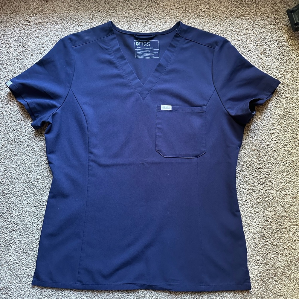 Figs Women's Large Navy Catarina One-Pocket Scrub Top